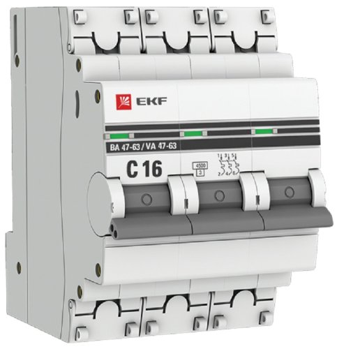 Выключатель автоматический EKF PROxima ВА47-63 3п 16А C 4.5кА картинка